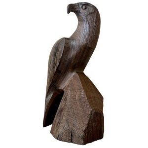 Wooden Bird Sculpture Carved Eagle Heavy
